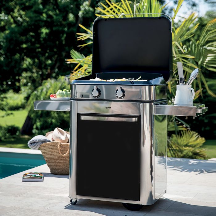 Combo ENOSIGN 65 Nero e Inox - Plancha Gas con carrello