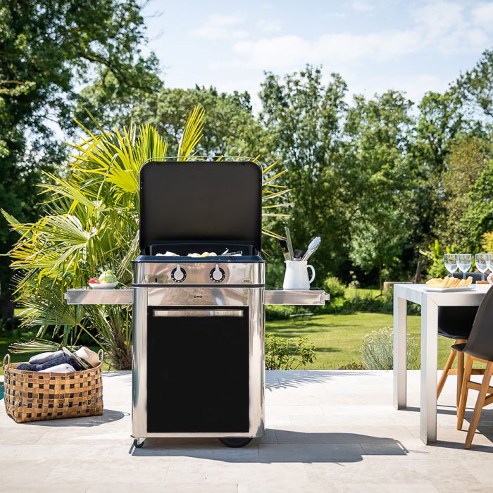 Combo ENOSIGN 65 Nero e Inox - Plancha Gas con carrello