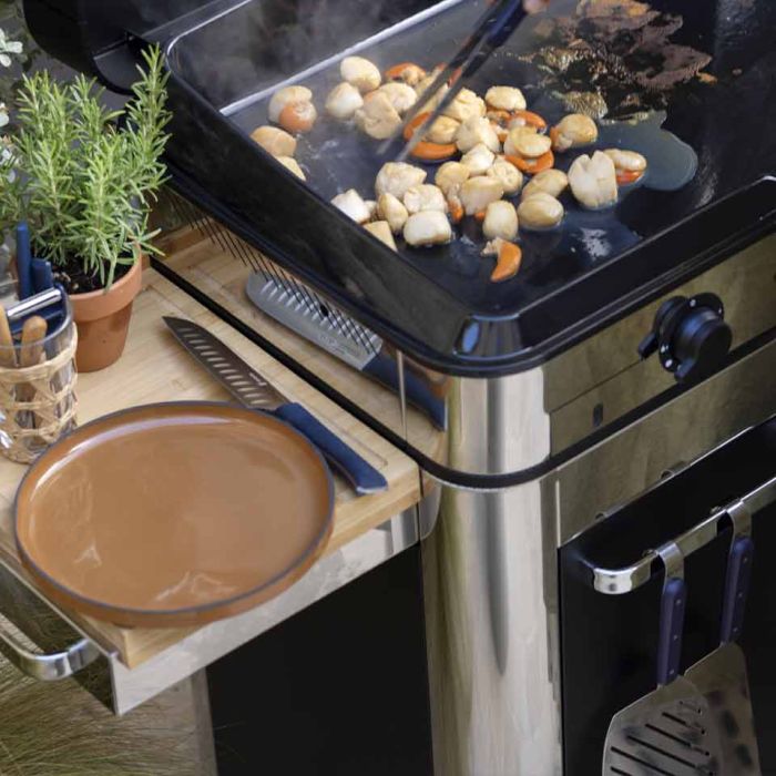 Combo ENOSIGN 65 Nero e Inox - Plancha Gas con carrello