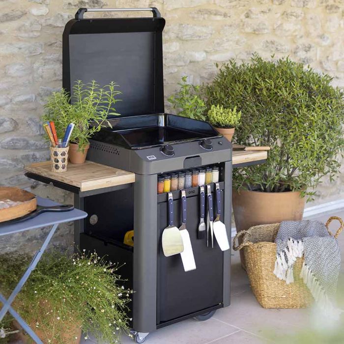 Combo FUSION 60 Grigio Scuro - Plancha Gas con carrello